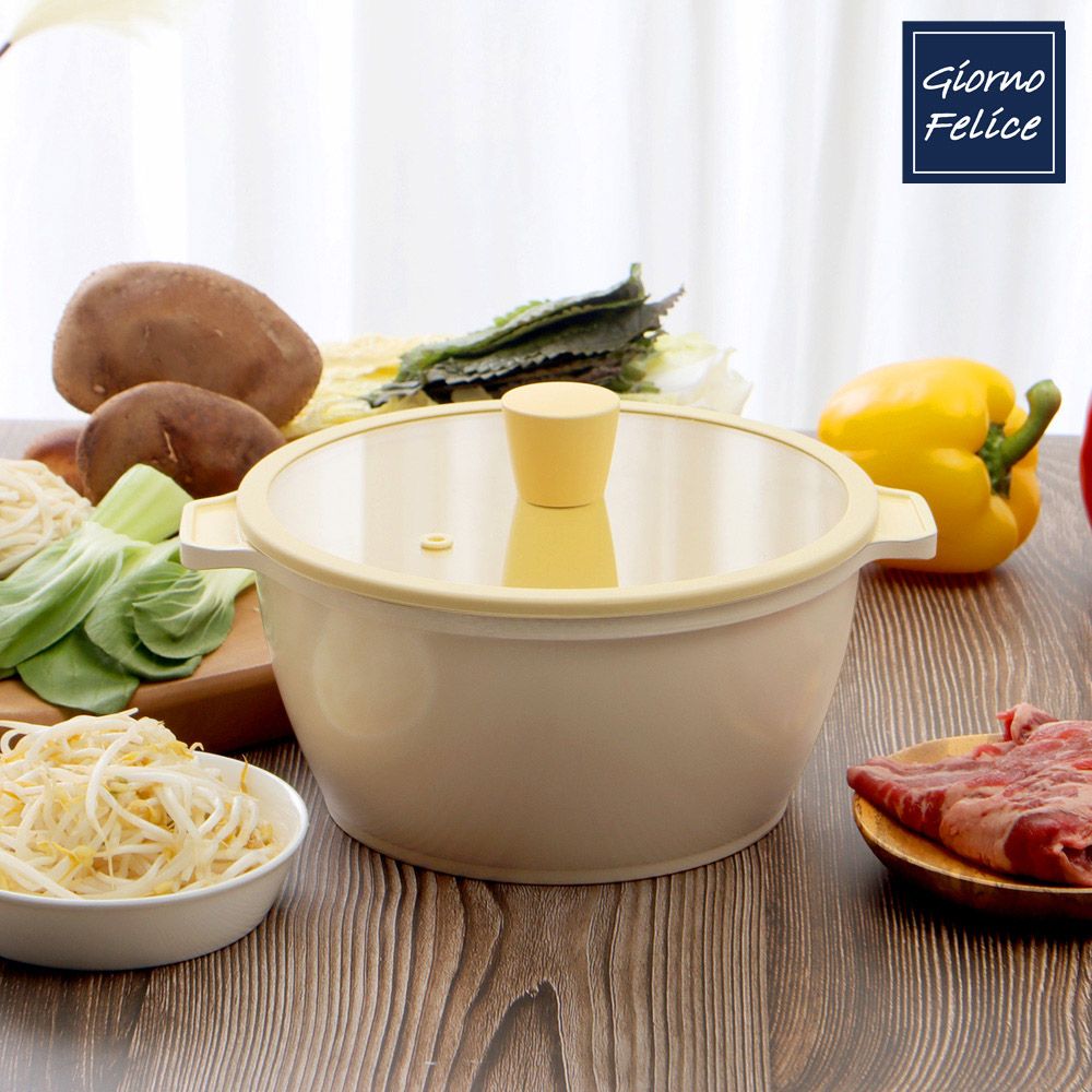 GIORNO FELICE Harmony Ceramic Pot Casserole 20cm Stock Pot Induction Compatible Non-Stick PFOA Free _ Made in Korea